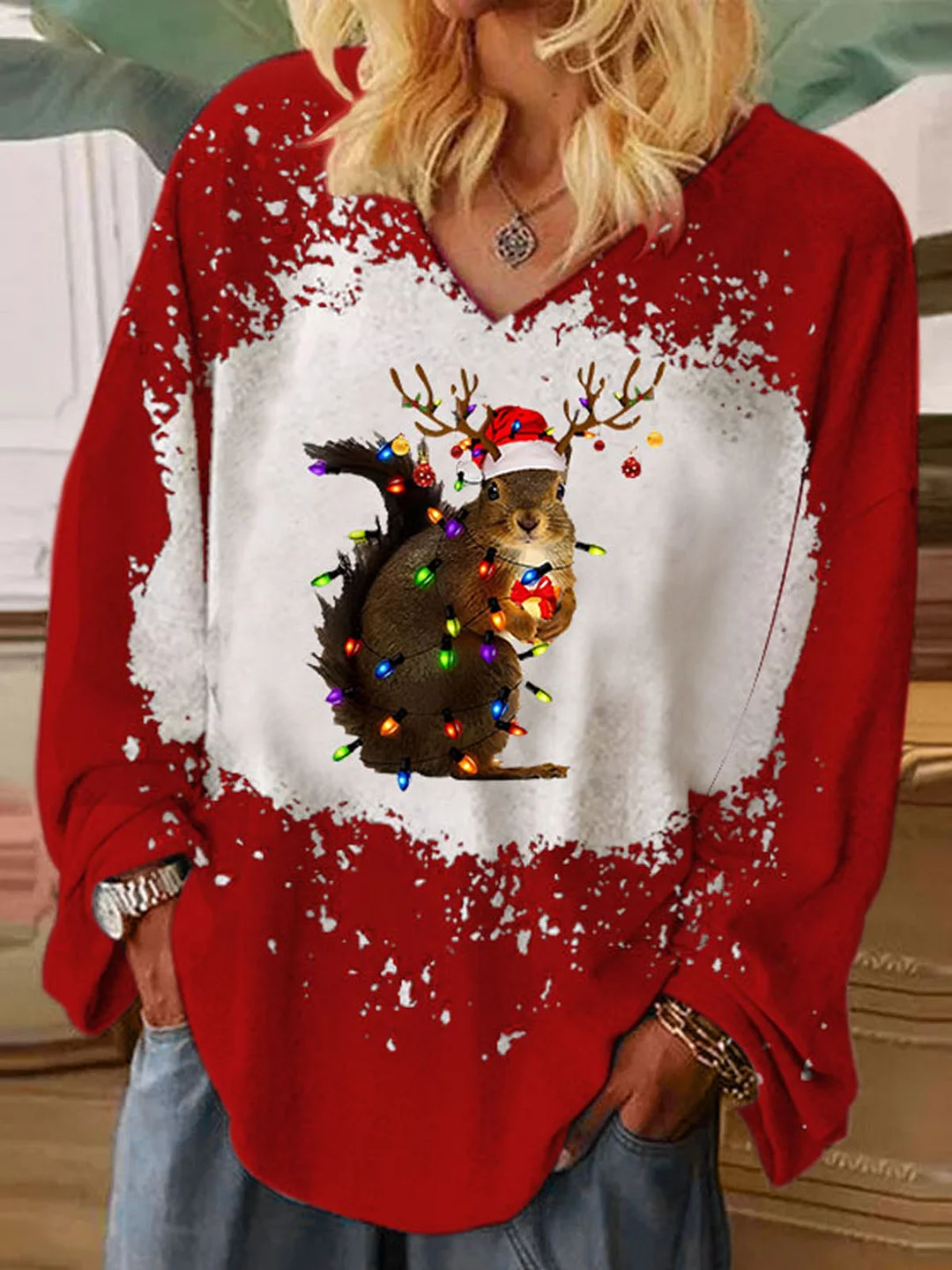 Christmas Squirrel Lights Tie Dye Shirt