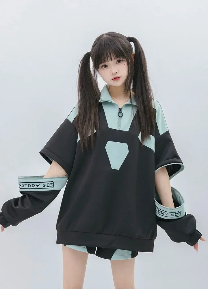 [Wetrose] In Stock Diamond Heart Costume Clothes Coat Jirai Kei Denpa Mine Style Daily Casual Outfit Loose Cosplay Ryousan Gata