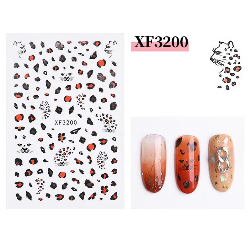 1pcs Sexy Leopard Nail Art Stickers Decals Animal Charm DIY Adhesive Manicure Decoration Accessory-Nail Inspo