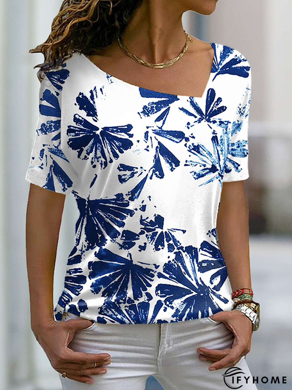 Floral Short sleeve Casual Tunic T-Shirt | IFYHOME