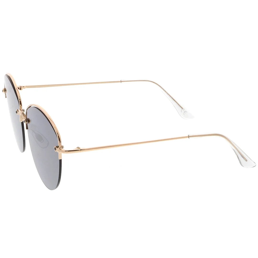 Modern Metal Nose Bridge Mirrored Flat Lens Semi-Rimless glasses 60mm