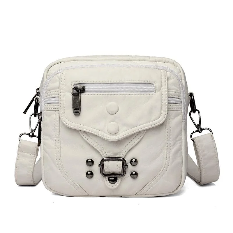 Retro Small Square Bag Ladies Casual Shopping Wash Leather Messenger Bag Shoulder Bag