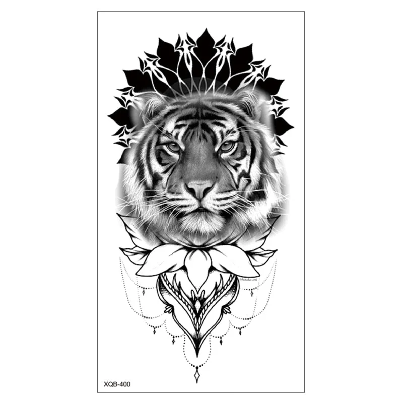 Lion King Waterproof Temporary Tattoo Stickers Body Art Fake Tatoo Animal Realistic Tribal Tiger Arm Sleeve transferable tattoo