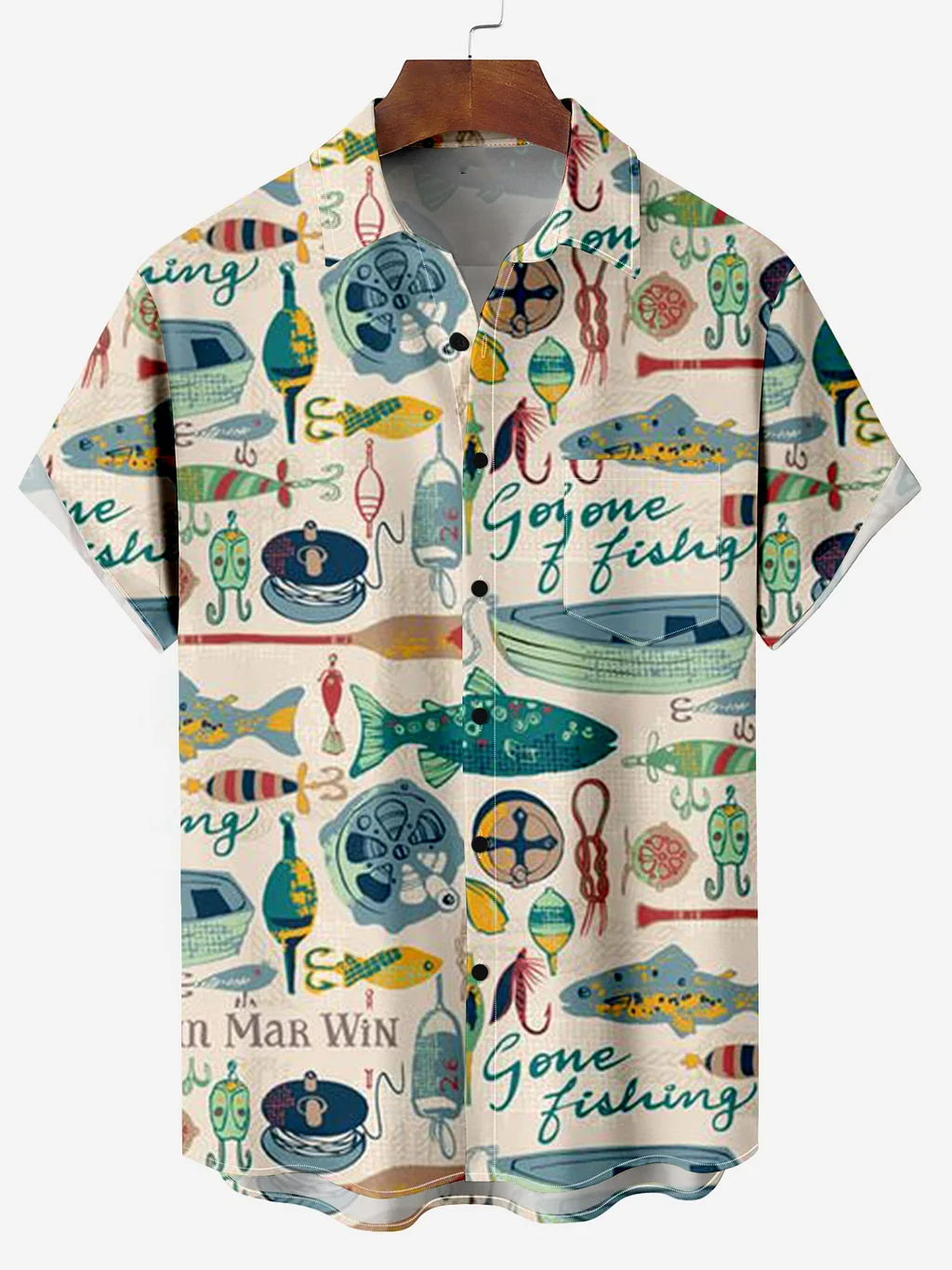 Men's Fishery Encyclopedia Print Shirt PLUSCLOTHESMAN
