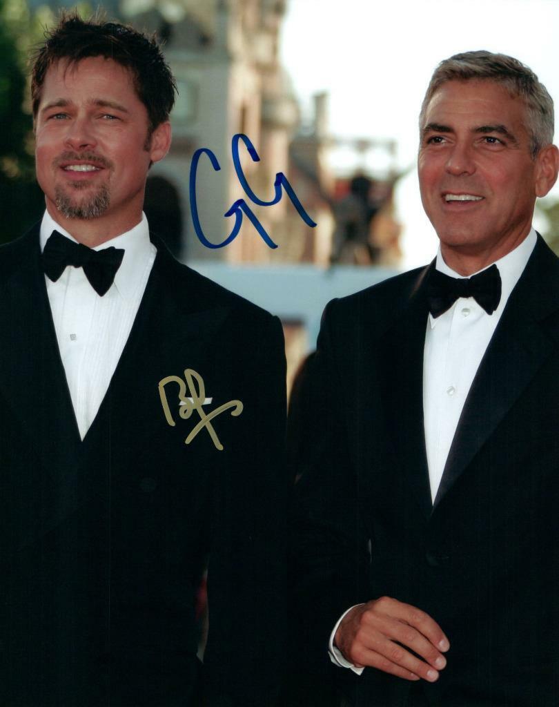 Brad Pitt George Clooney autographed 8x10 Picture Photo Poster painting signed Pic with COA