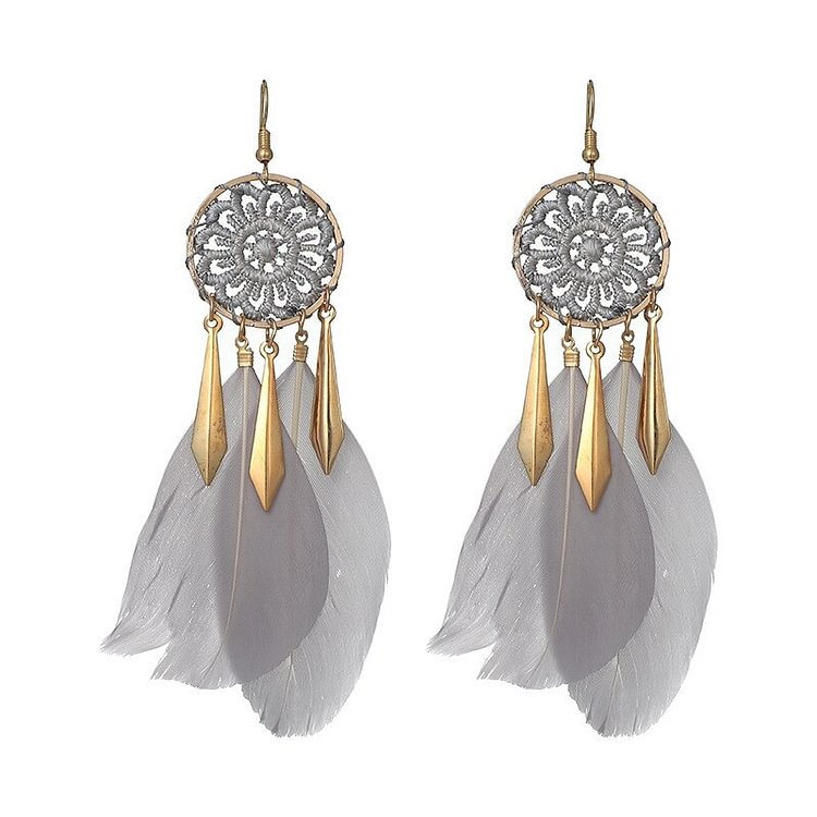 Dream Catcher Earrings with Feathers