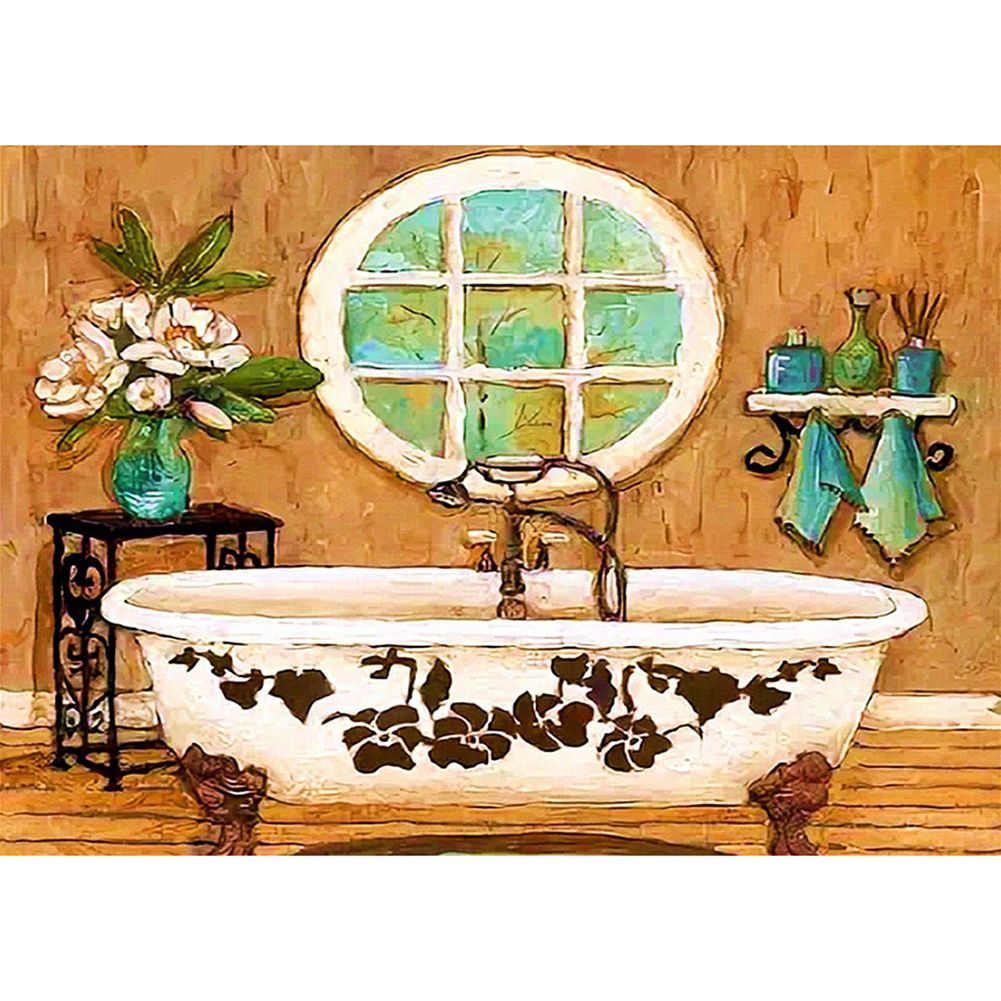 

40*30CM - Round Drill Diamond Painting - Bathtub, 501 Original