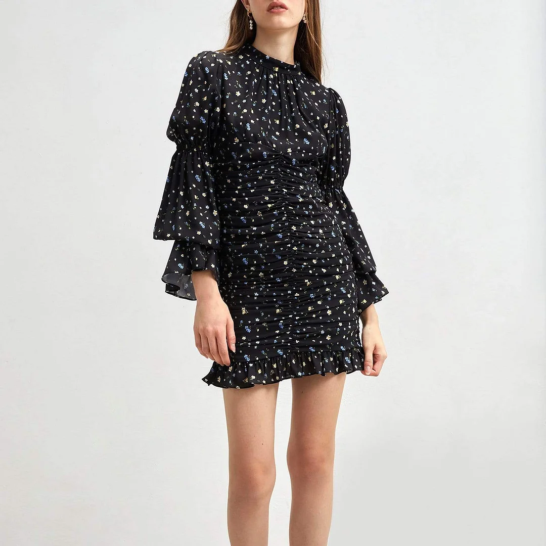 Kimberly Black Long Sleeve Mini Dress