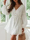 Floral-Print Puff Sleeves Long Sleeve Bandage Bohemia Mini Dress