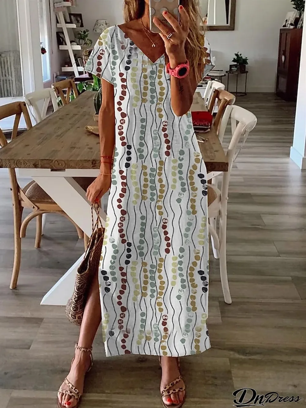 Women's A Line Dress Floral Dress Floral Ditsy Floral Print Split V Neck Maxi long Dress Fashion Streetwear Outdoor Daily Short Sleeve Regular Fit Black White Burgundy Summer Spring S M L XL XXL