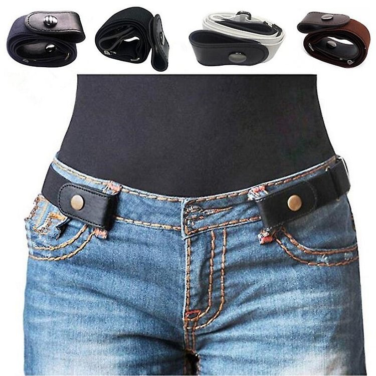 Buckle-Free Belt For Jean Pants Dresses No Buckle Stretch Elastic Waist Belt For Women Men No Bulge No Hassle Waist Belt