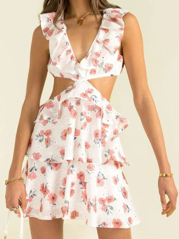 V neckline mini dress
