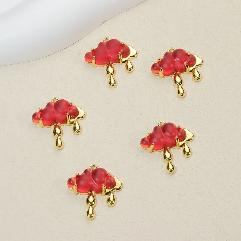 5 PCS/Package Synthetic Resin Copper 18K Gold Plated Clouds Jewelry Accessories Pendant