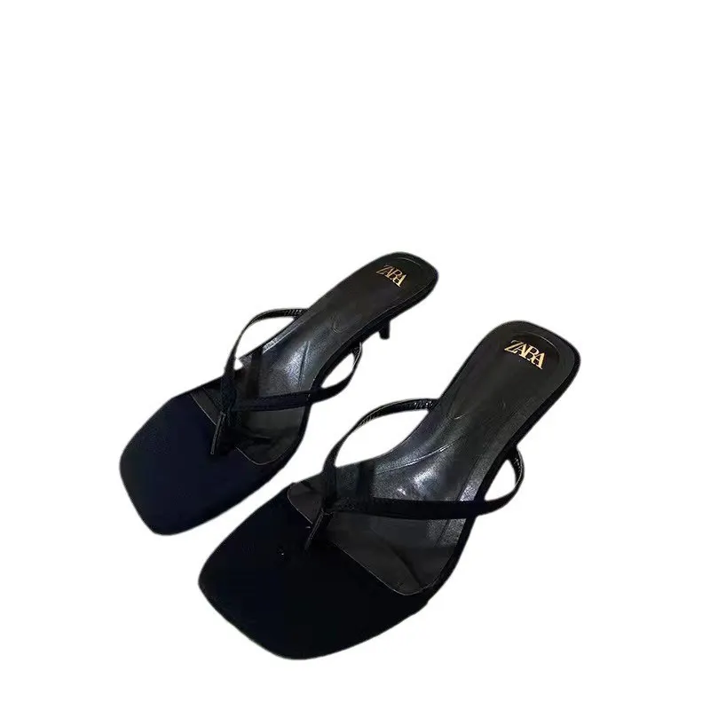 Breakj Breakj Spring New 2025 French Head High Heel Women's Shoes Black Characters Open After The Toe And Fashion Cool