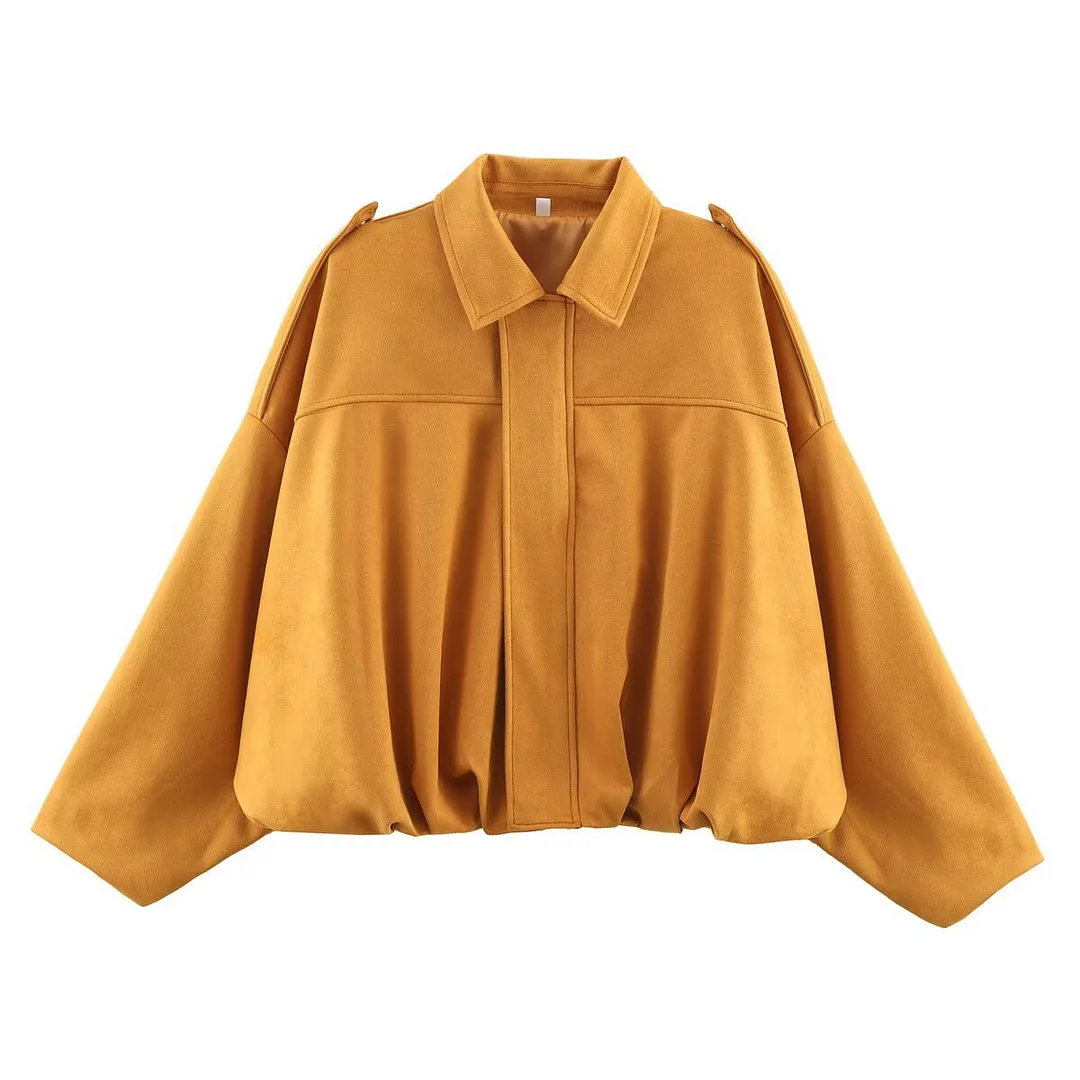 Nigikala Nigikala Color 2025 Spring And Autumn Leisure Tuffen Texture Collar Pilot Jacket Women B88824