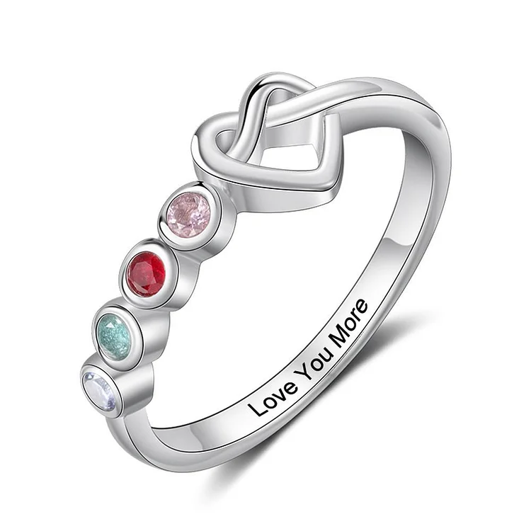 Mothers Rings with 4 Birthstones Custom for Women