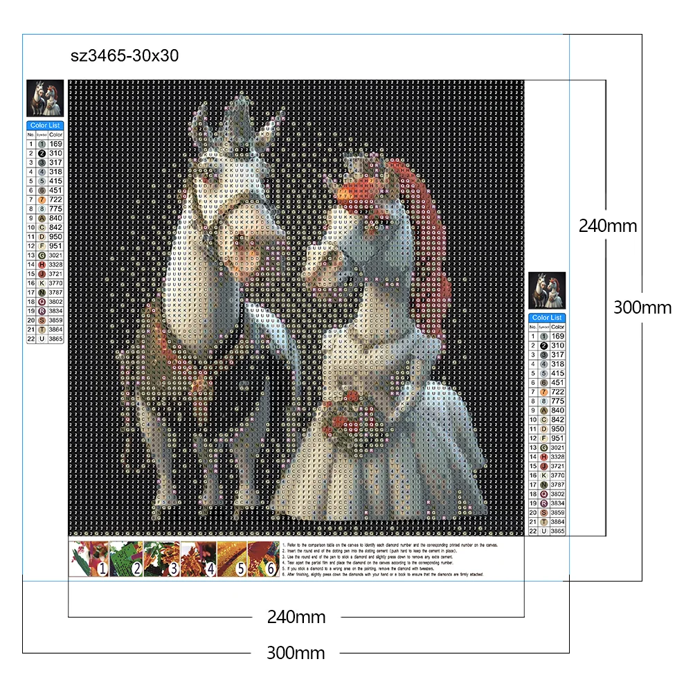 Full Round Diamond Painting 30*30cm - Wedding Animals - Horse