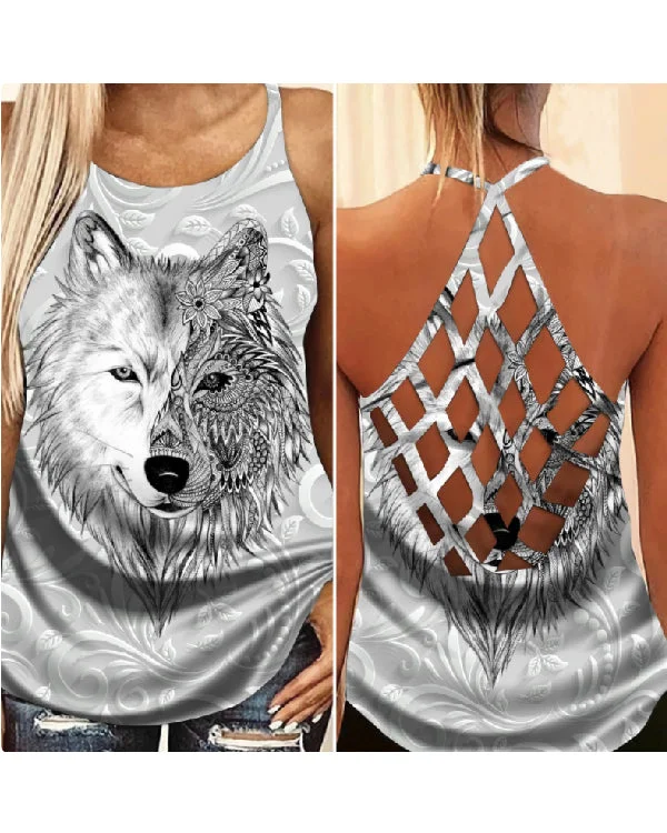 Halterneck Cross-web Punk Print Vest