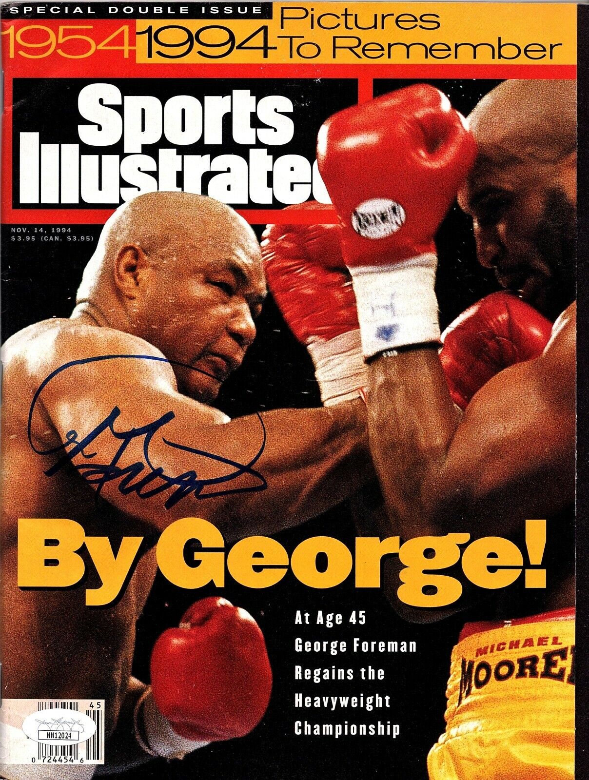 GEORGE FOREMAN Autograph Hand SIGNED S.I. MAGAZINE 1994 BOXING JSA CERTIFIED