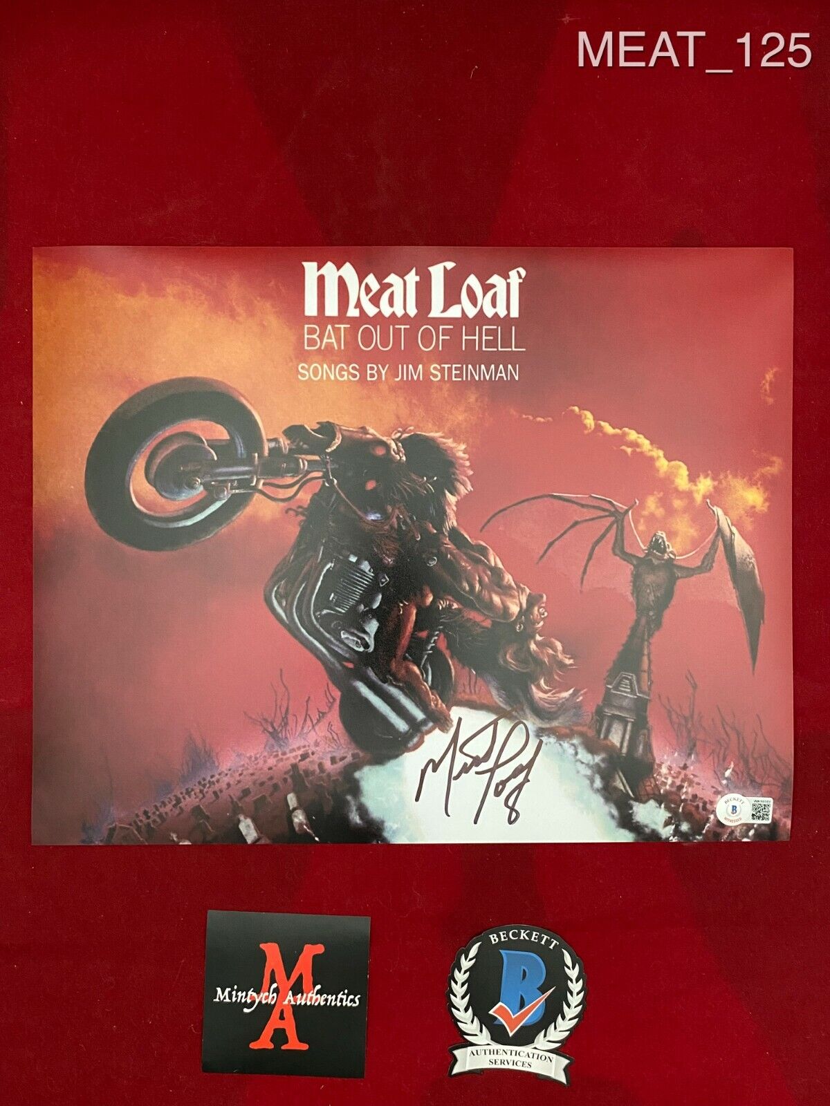 MEAT LOAF AUTOGRAPHED SIGNED 11x14 Photo Poster painting! BAT OUT OF HELL! BECKETT COA!