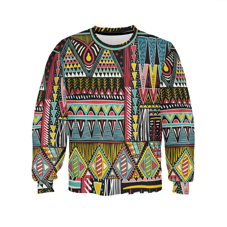 Bohemian retro crew neck sweater