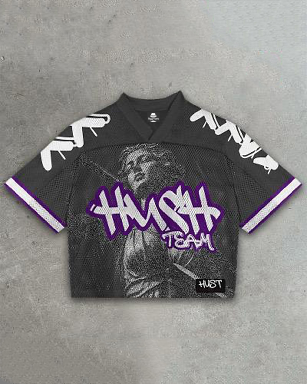 Plus Size Men Essential Art Statue Graffiti Mesh Jersey T-shirt