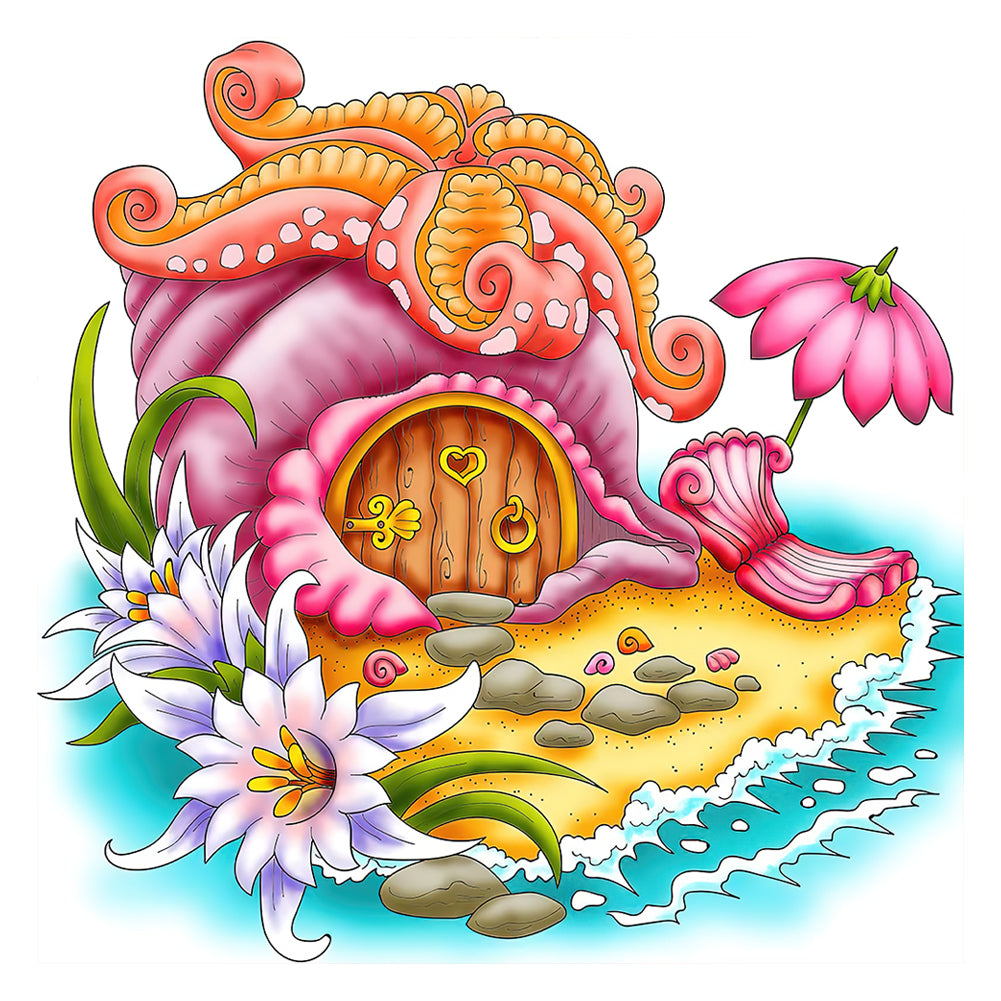 Starfish Conch Cottages 30*30CM(Canvas) Beautiful Special Shaped Drill Diamond Painting gbfke
