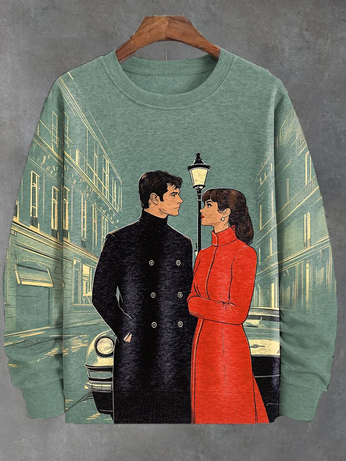 Men's Retro Car Paris Movie Vibe Art Casual Sweatshirt