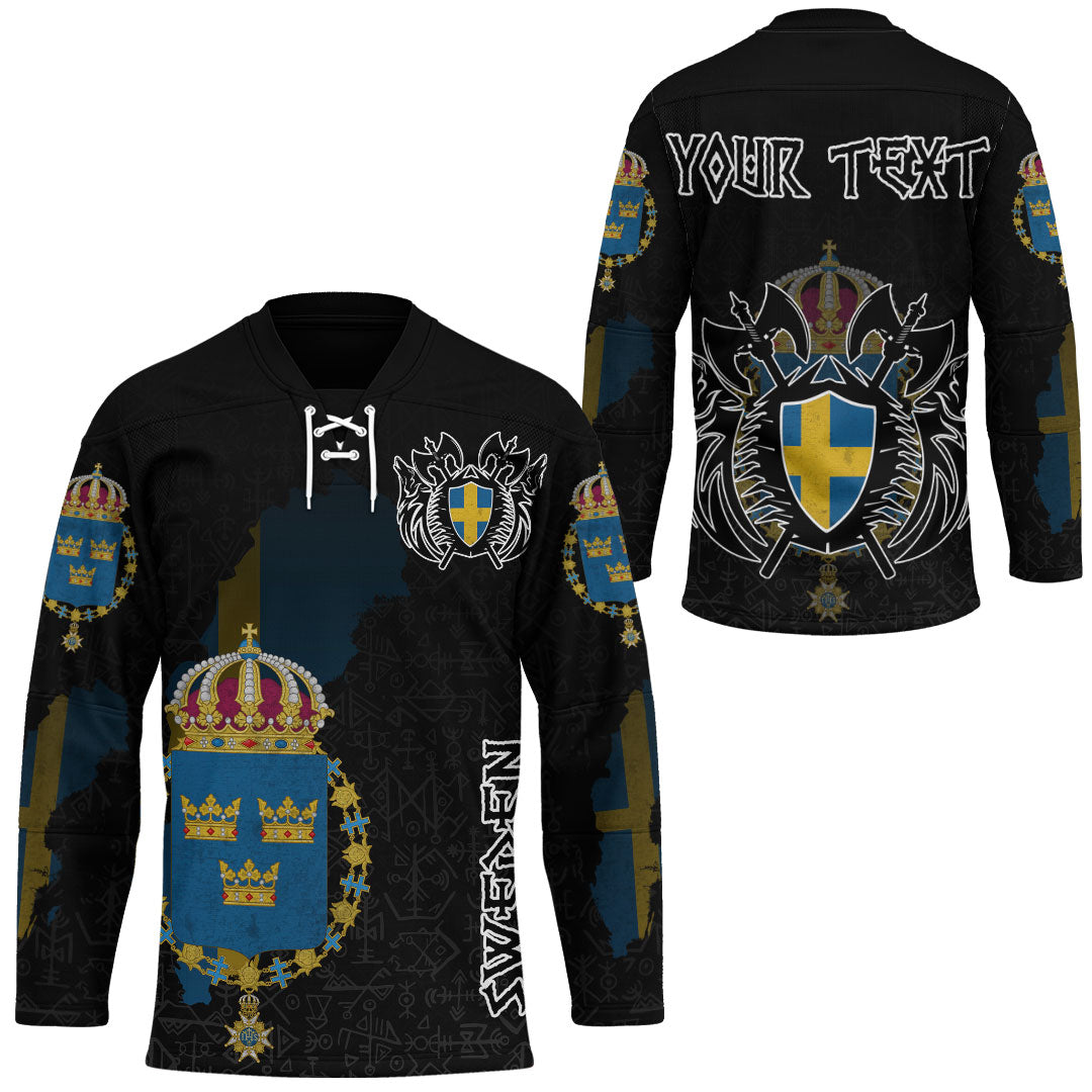 (Custom) Viking - Sweden Flag and Map (1) Hockey Jersey style Viking Geri and Freki RLT12 mysite