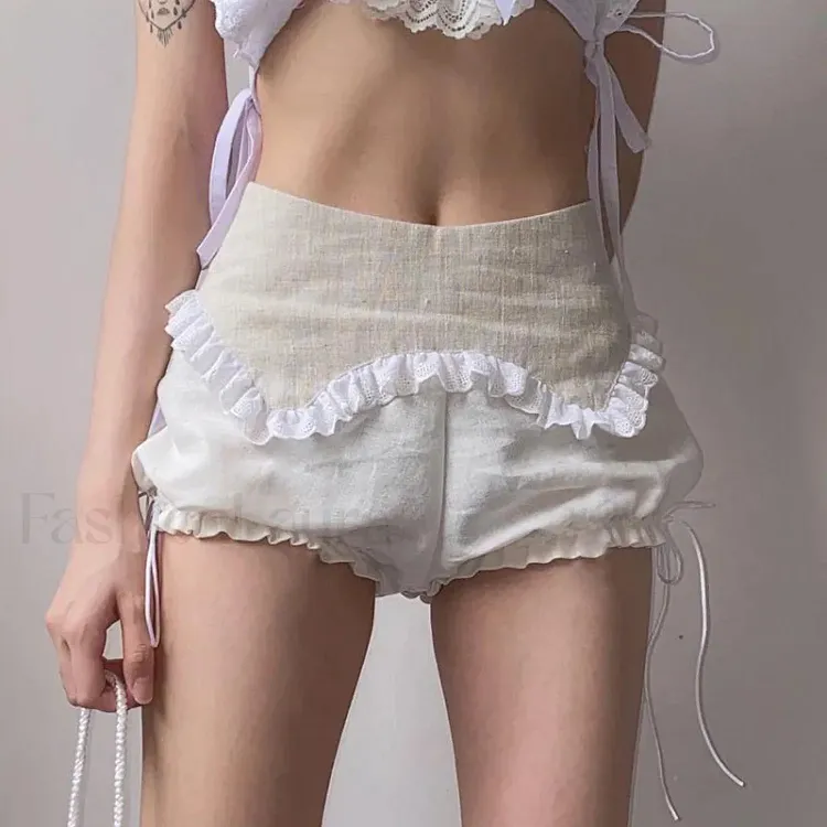 Sweet Kawaii Fairy Vintage Bloomers Lace Trim Y2K Short