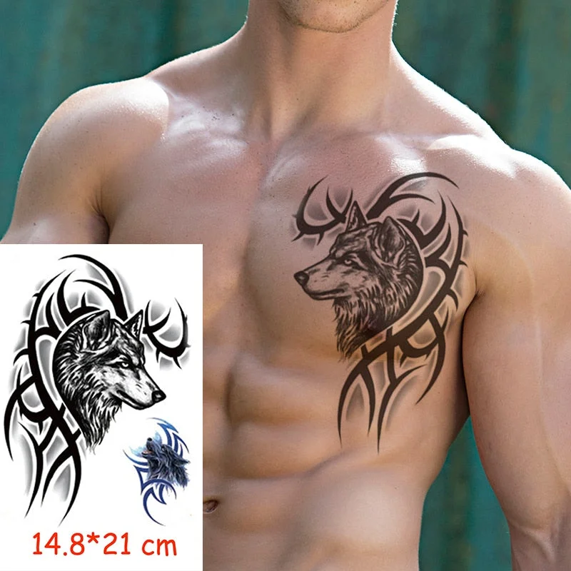 Waterproof Temporary Tattoo Sticker angry wolf mountain tatoo water transfer fake tatoo flash tatto Woman Man kid 14.8*21 cm