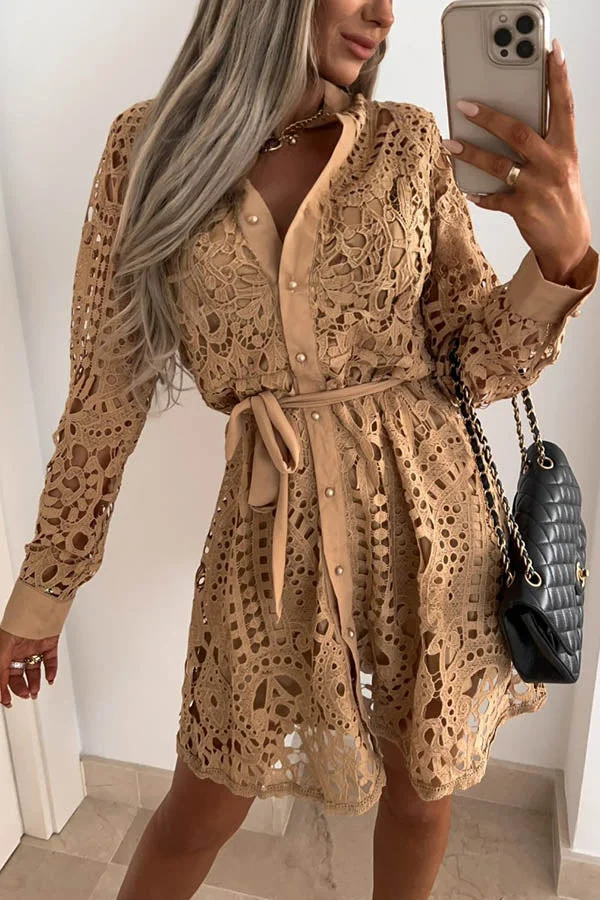 A Thing of Beauty Crochet Lace Eyelet Dress