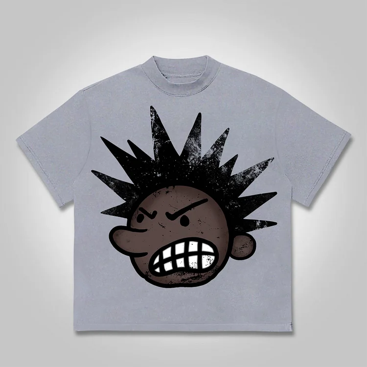 Simpfit Lässiges T-Shirt mit kurzen Ärmeln und „The Brain Explodes“-Aufdruck aus 100 % Baumwolle