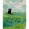 Van Gogh'S Wheat Field And Black Cat-11CT Stamped Cross Stitch 40*50cm/15.75*19.69in