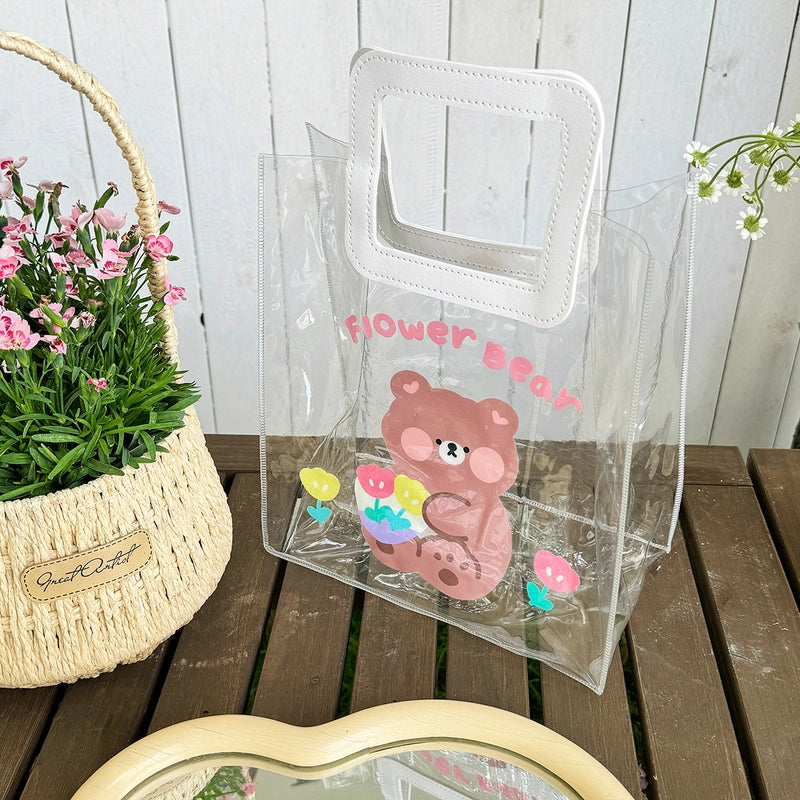 Women’s Medium PVC Animal Letter Elegant Streetwear Square Open Jelly Bag