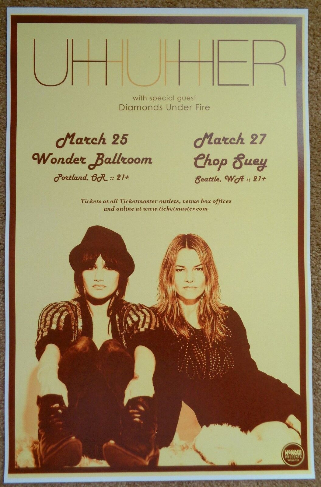 UH HUH HER 2011 Gig POSTER Portland Oregon & Seattle Washington Concert