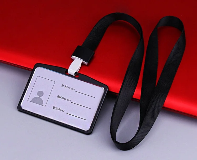 Men Women ID Bank Credit Card Holder Wallet Cute Students Bus Card Case Metal Identity Badge Lanyard Protector Cards Cover