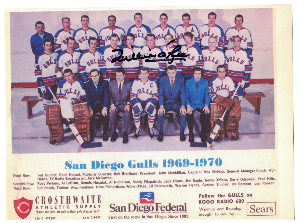 Willie O'Ree San Diego Gulls Signed 8 1/2 x 11 Copied Team Photo Poster painting W/Our COA