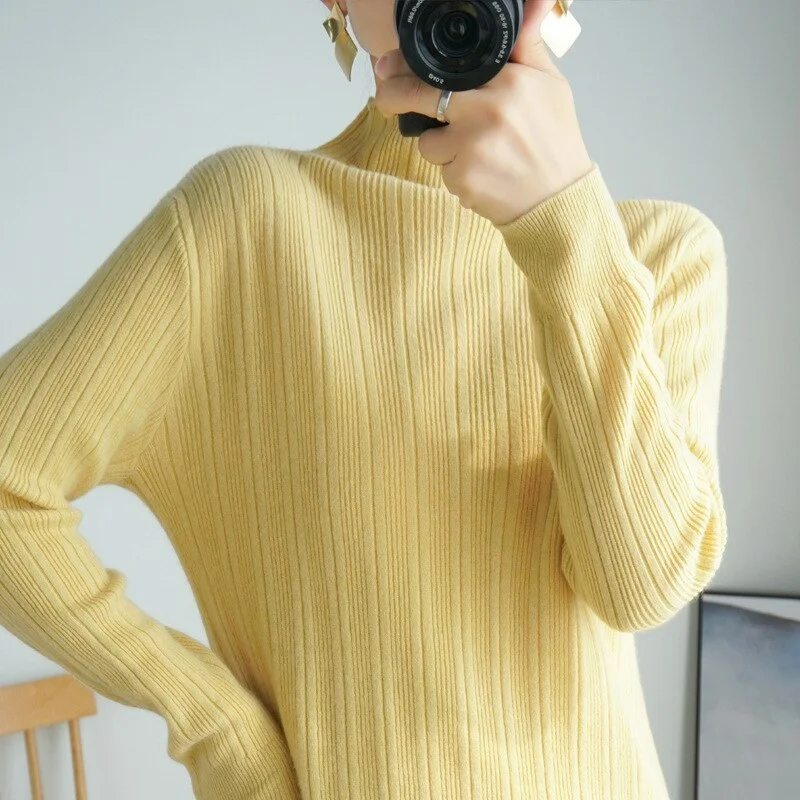Women Sweater 2020 New Female Turtleneck Long-sleeved Knitted Pullover Jumper Pull Femme Clothes Loose Designer Winter Black