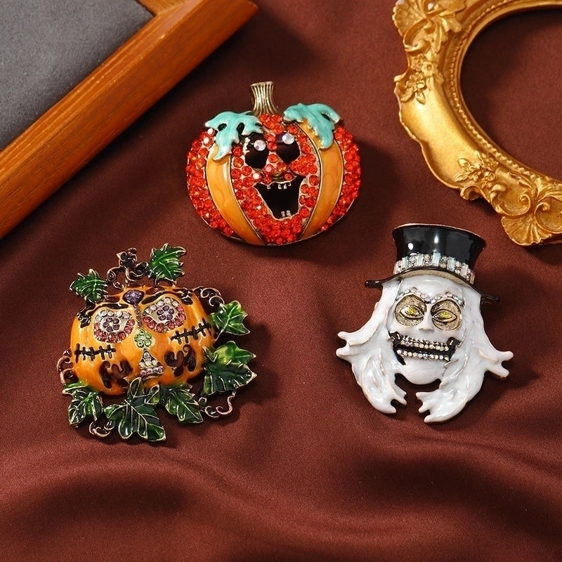 Funny Pumpkin Alloy Inlay Rhinestones Unisex Brooches