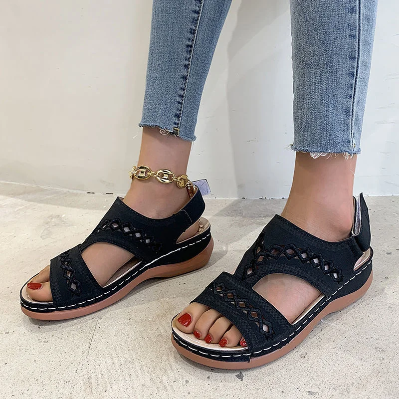 Qengg Women Sandals 2022 New Summer Shoes Woman Wedges Beach Shoes Platform Heels Open Toe Gladiator Sandalias Mujer Walking Shoes