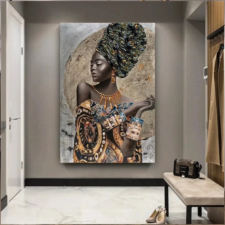 African American Women Wall Art - Elegant Black Woman Minimalist Wall Decor - Design Wall Art