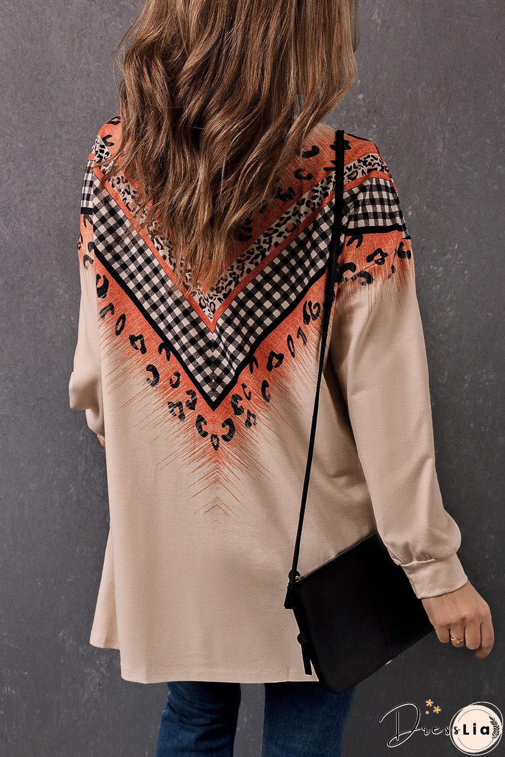 Double Take Leopard Plaid Open Front Longline Cardigan with Pockets