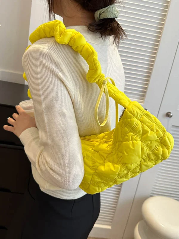 Drawstring Pleated Split-Joint Handbags Shoulder Bags
