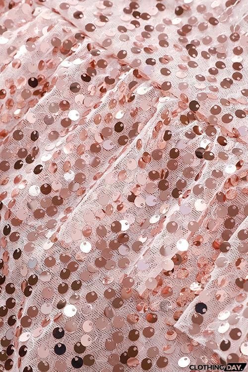 Ruffles Sequin Short Sleeve T Shirt