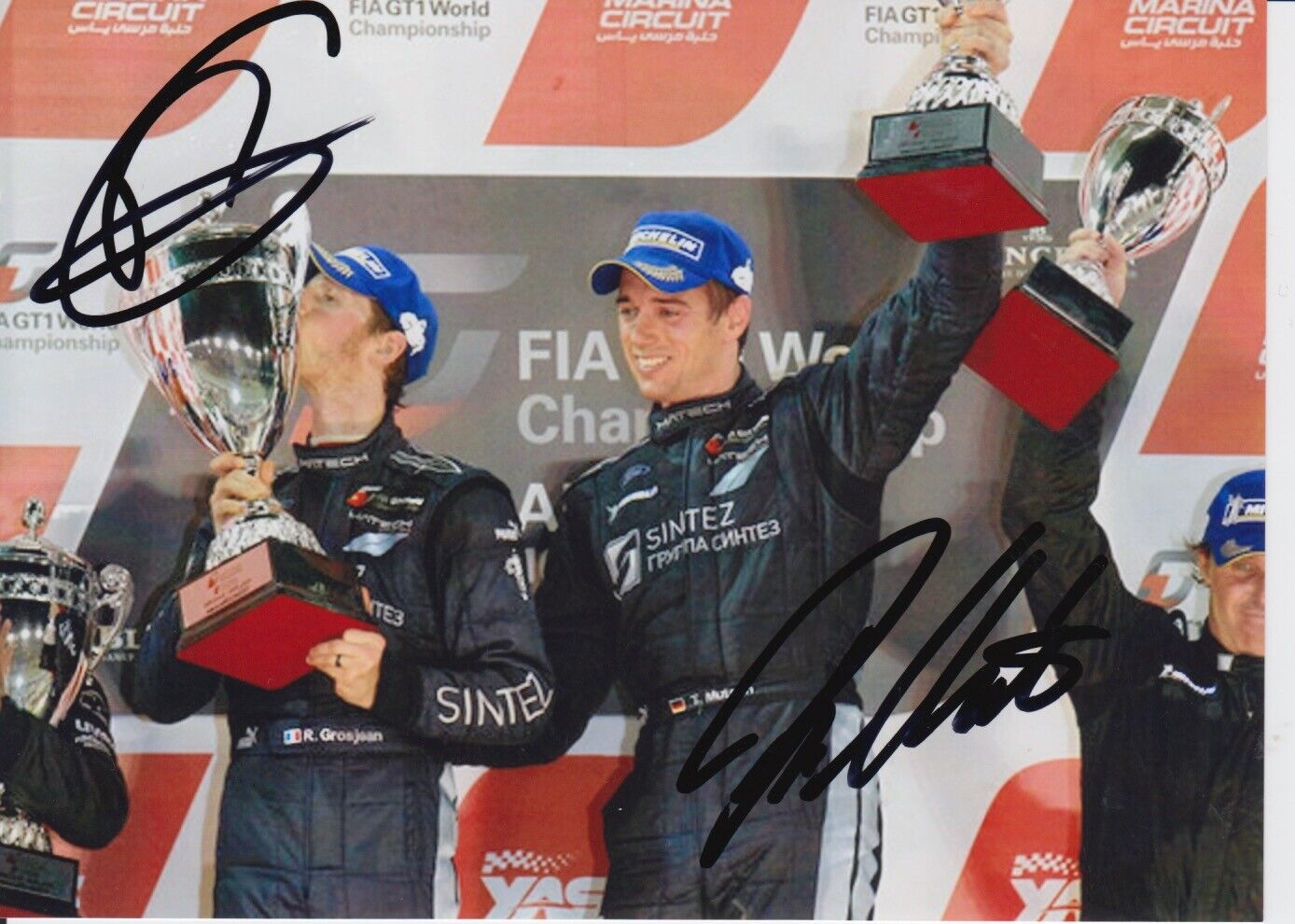 Thomas Mutsch and Romain Grosjean Hand Signed 7x5 Photo Poster painting - FIA GT Championship 2.