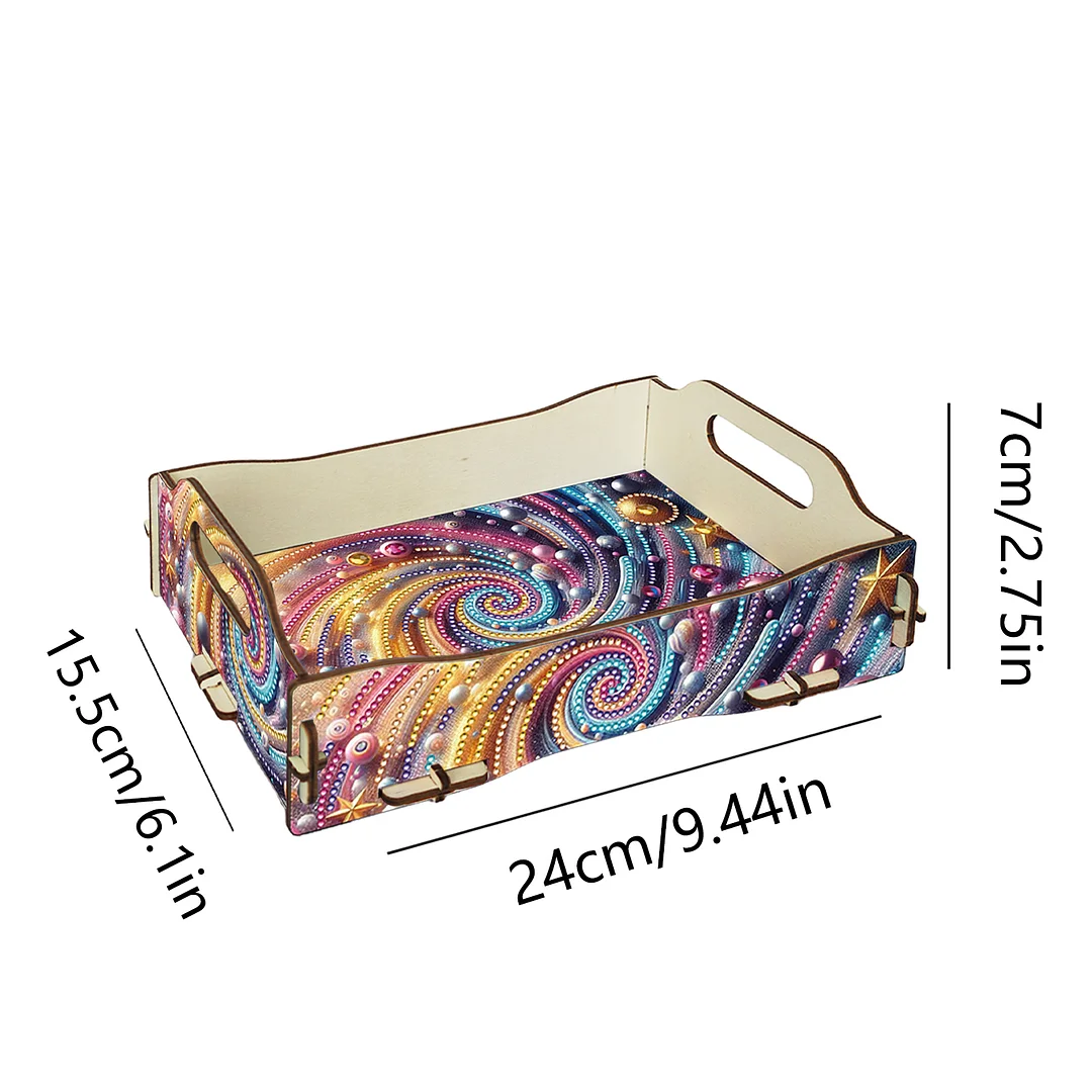 5D DIY Vortex Diamond Painting Wooden Serving Tray with Handle for Coffee Table