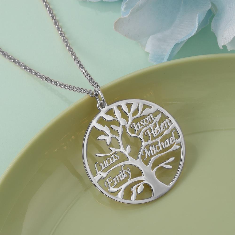 Family Tree Name Necklace Custom 1 Name Personalized Family Necklace