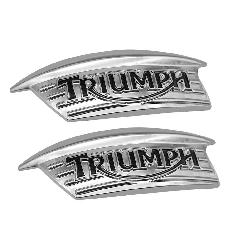 

1Pair Chrome 3D ABS Motorcycle Fuel Tank Retro Badge Stickers for Triumph, 501 Original