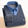 Men's Fake Two Piece Warm Knitted Shirt
